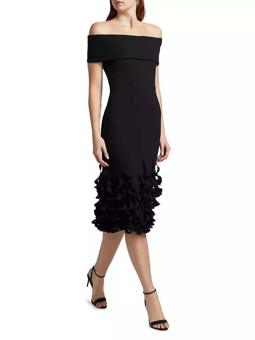 Techno Crêpe Ruffle Off-the-Shoulder Cocktail Dress Product Image