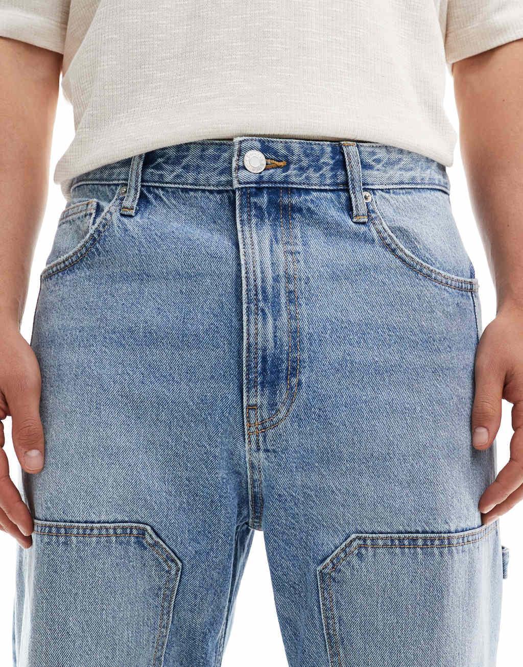 Bershka carpenter jeans in denim blue  Product Image