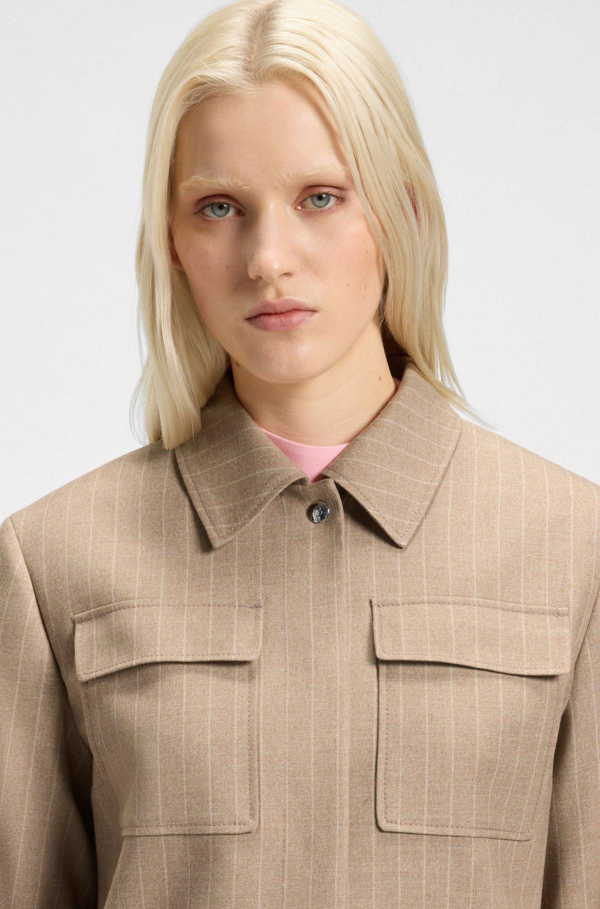 HUGO - Relaxed-fit blazer in pinstripe flannel - Patterned Product Image