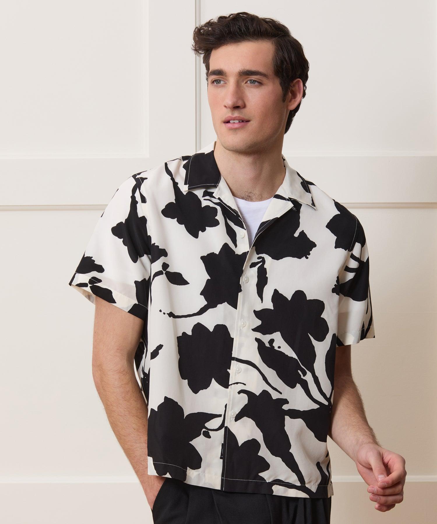 Cropped Silk-Cotton Camp Collar Shirt Product Image