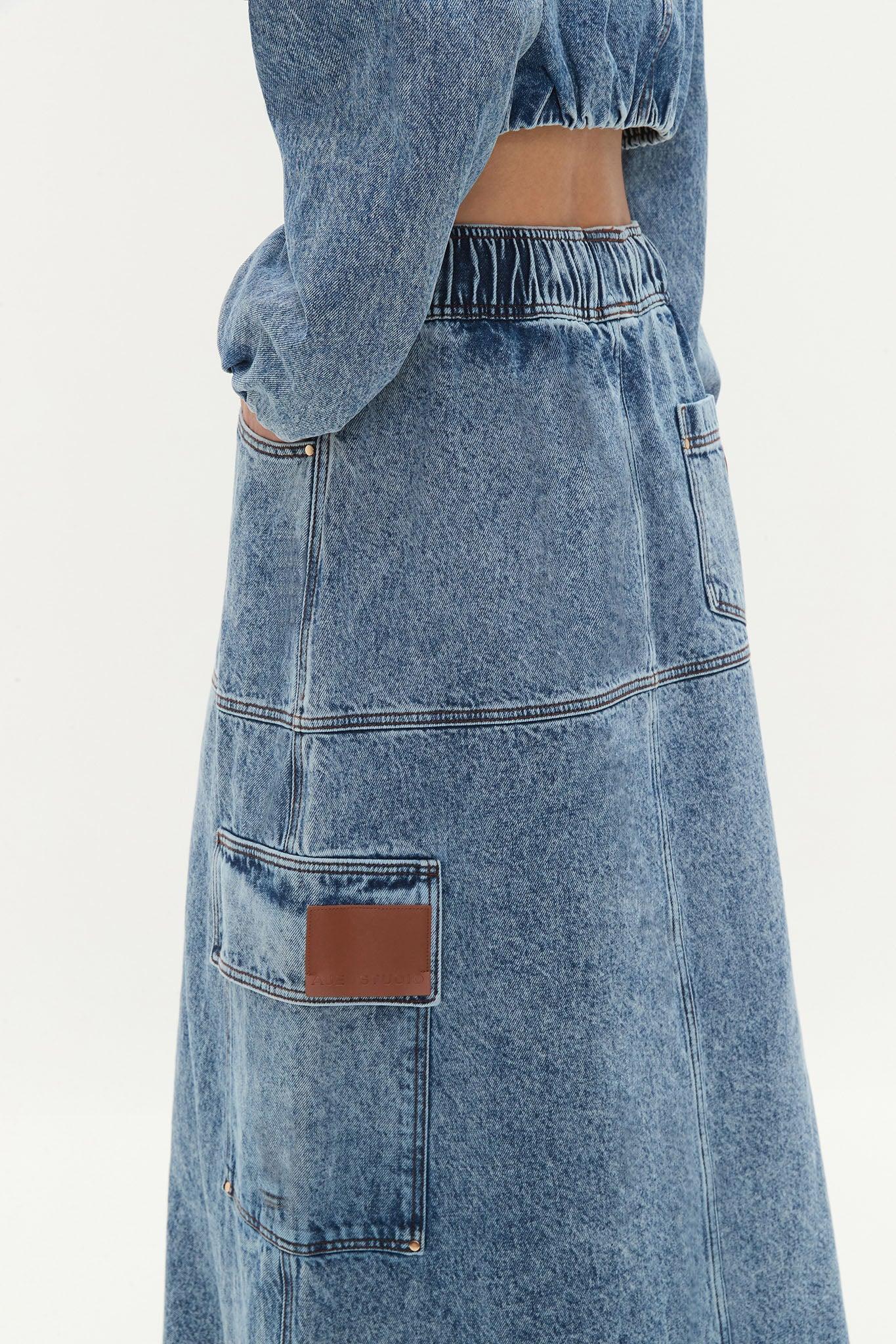 Blues Denim Maxi Skirt Product Image