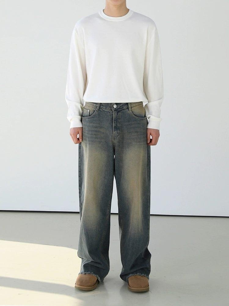 RT No. 11182 WASHED BLUE STRAIGHT DENIM JEANS Product Image