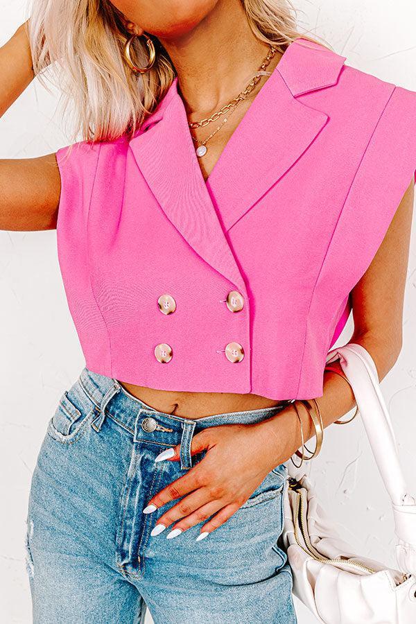 Champagne Cruising Crop Top in Bubblegum Pink Product Image
