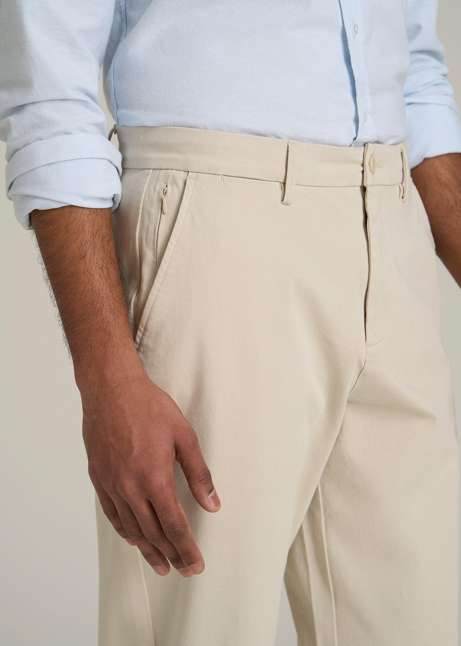 4 Way Stretch Commuter STRAIGHT Leg Chino Pants for Tall Men in Light Stone Product Image