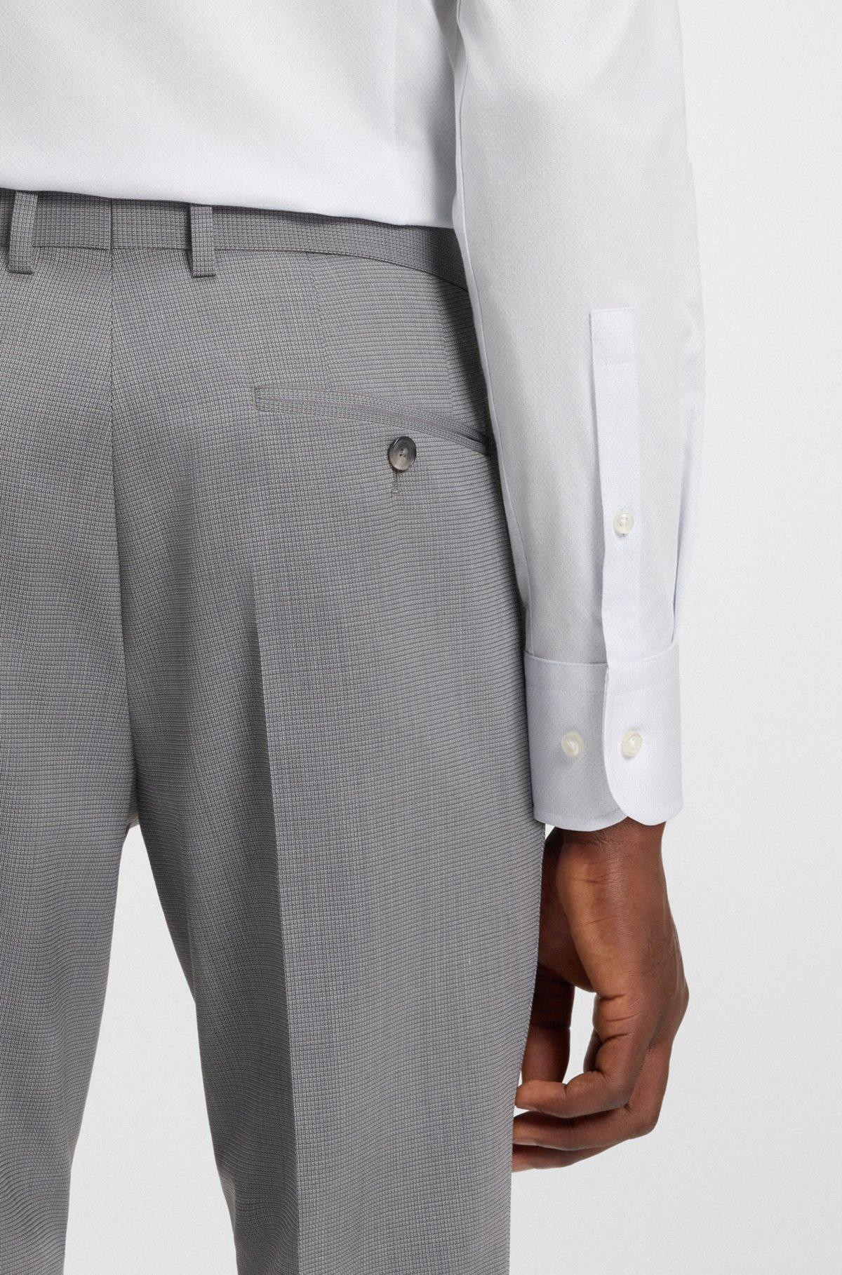 BOSS - Slim-fit shirt in patterned stretch cotton - White Product Image