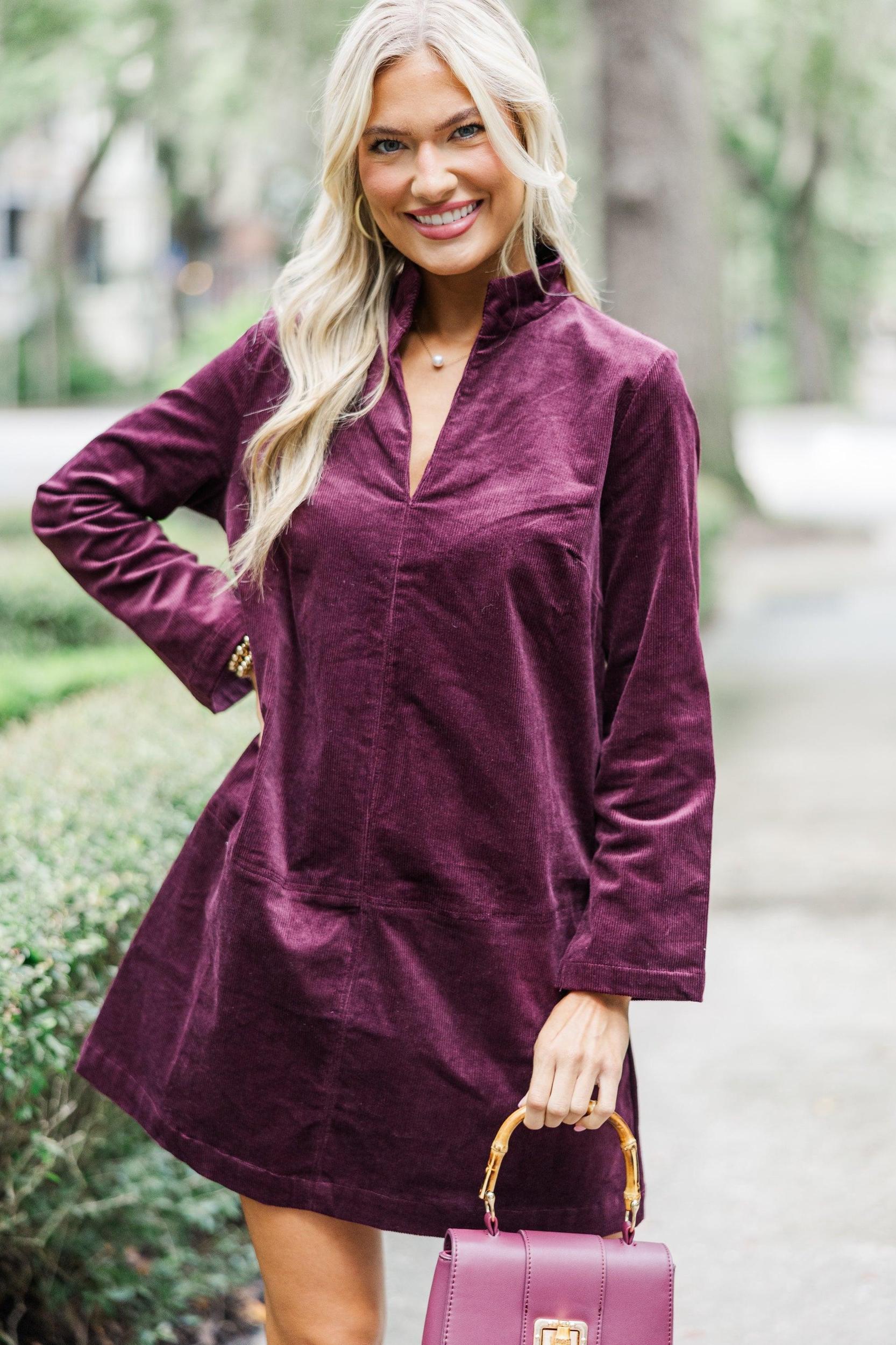 Make It Count Plum Purple Corduroy Dress Female Product Image