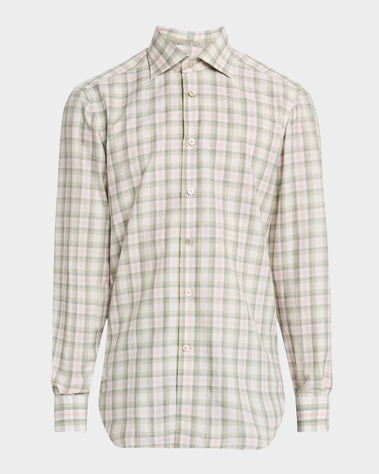Mens Cotton Check Sport Shirt Product Image