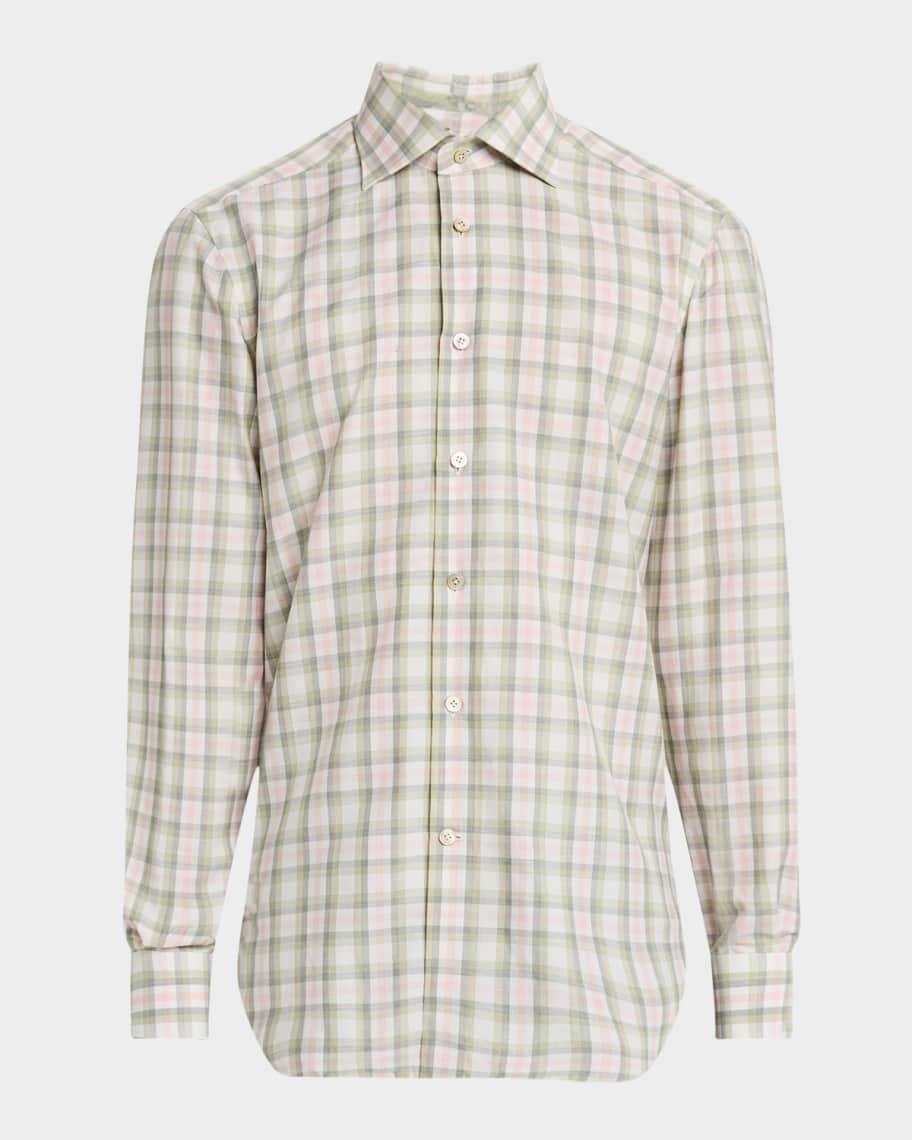 Mens Cotton Check Sport Shirt Product Image