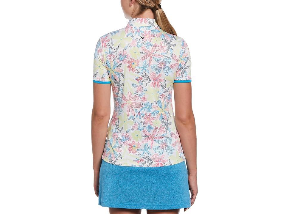 Callaway Chevron Floral Short Sleeve Polo (Brilliant ) Women's Clothing Product Image