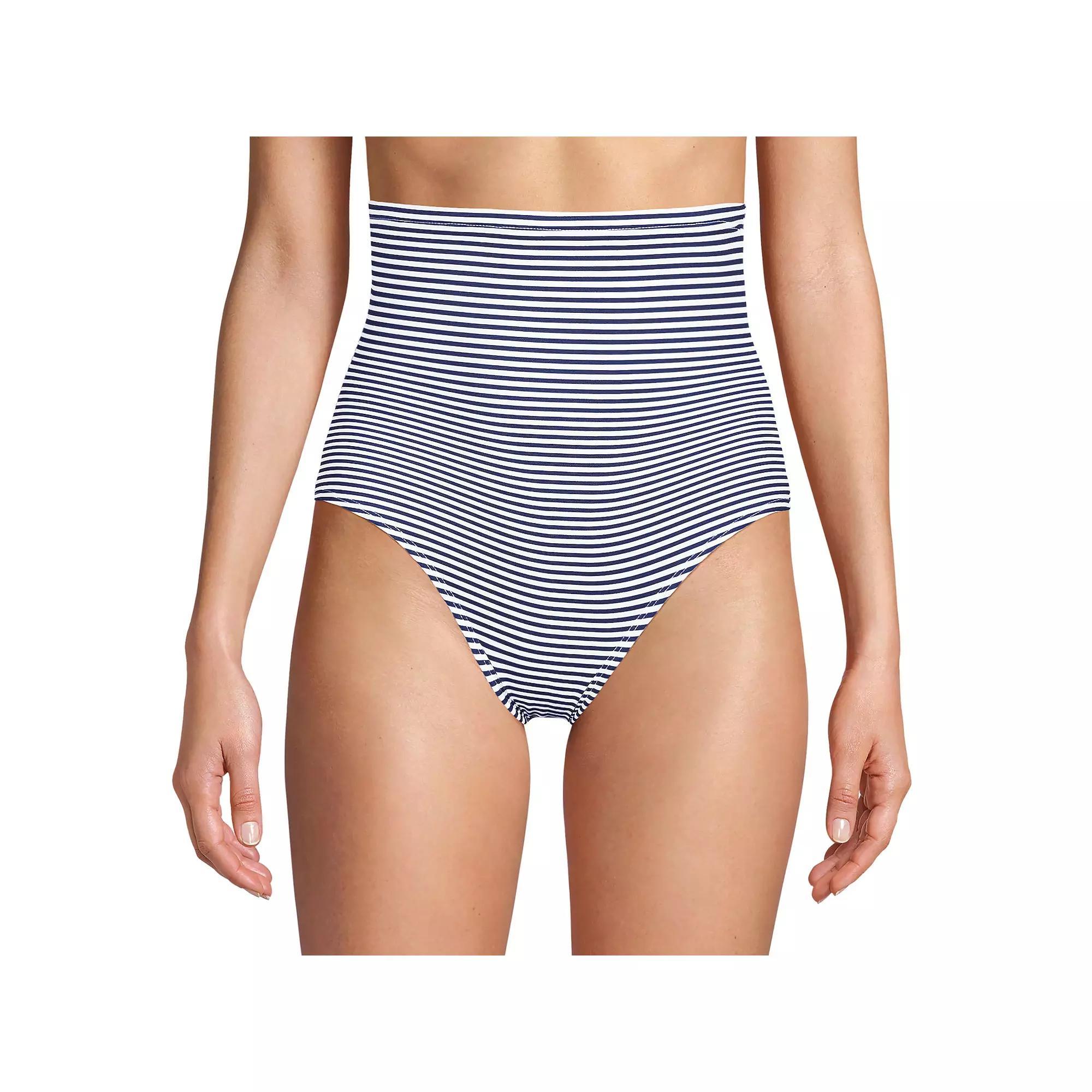 Women's Lands' End Slender Suit Ultra High Waisted Bikini Bottoms, Size: 6, Blue Mini Stripe Product Image