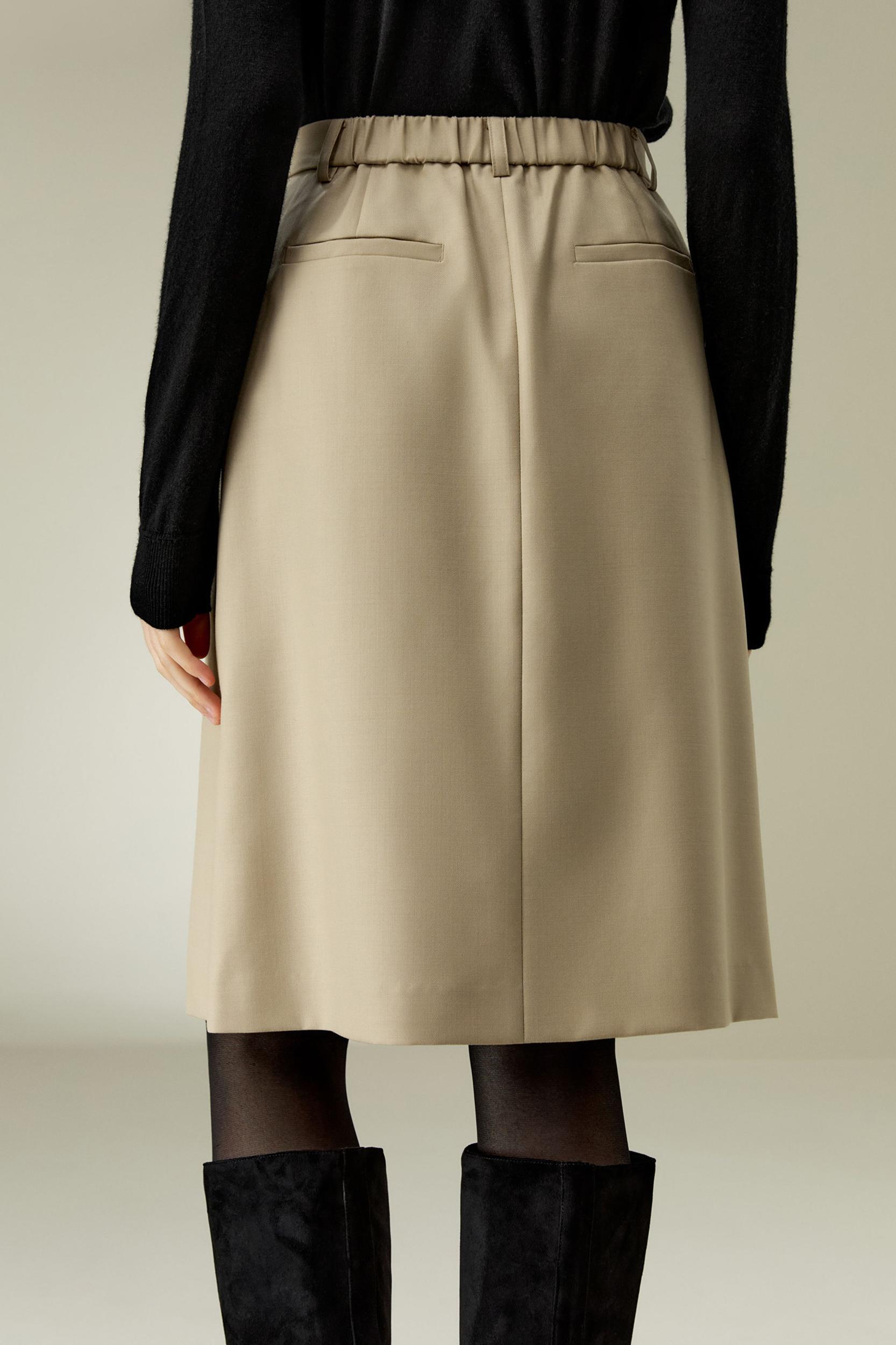 A-Line Wool Silk Blend Skirt Product Image