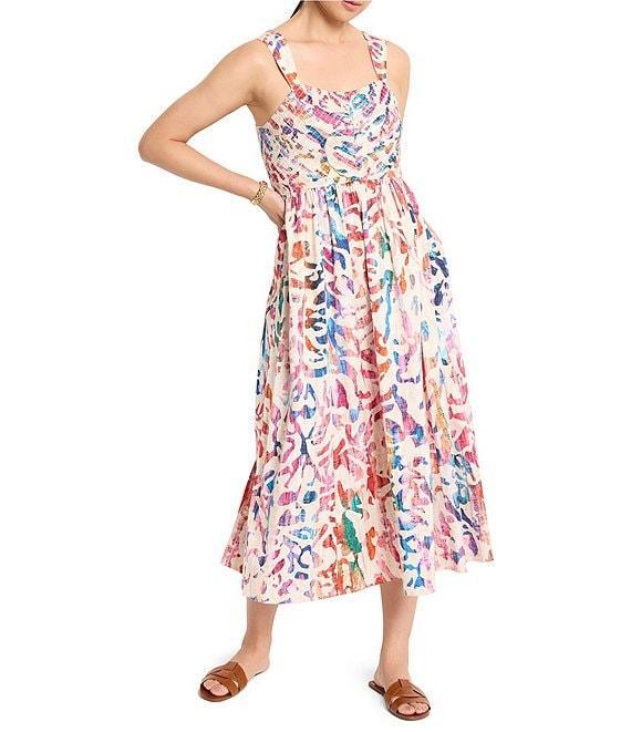 NIC + ZOE Color Wash Sarah Square Neck Sleeveless Fit-And-Flare Midi Dress Product Image