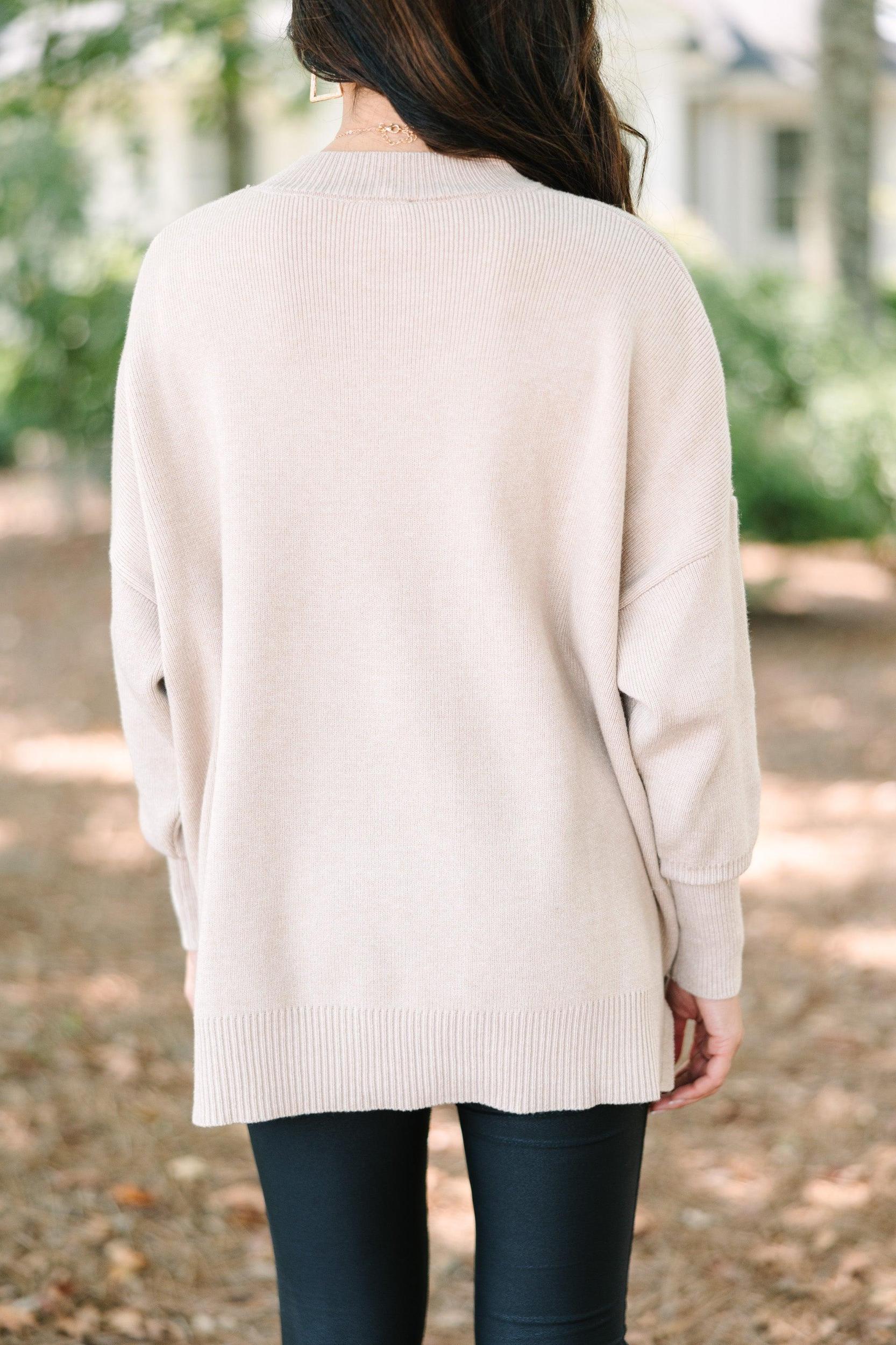 Perfectly You Taupe Brown Mock Neck Sweater Female Product Image