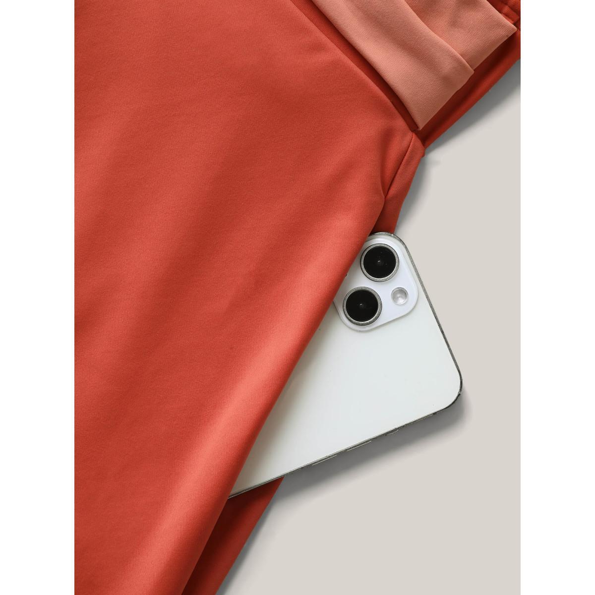 Plus Size Sewn-in-Belt Bow Pockets Swim Dress Women's Swimwear Salmon Beach Bodycon V-neck High stretch Curve Swim Dresses BloomChic 14-16/1X Product Image