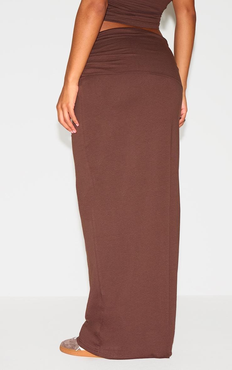 Chocolate Foldover Cotton Maxi Skirt Product Image