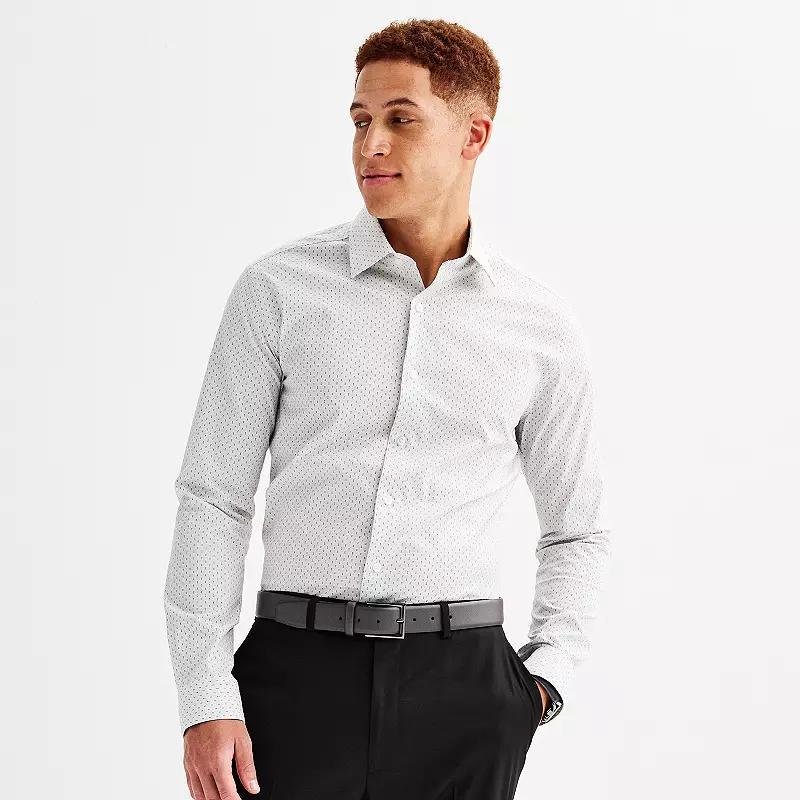 Men's Apt. 9® Premier Flex Extra-Slim Fit Wrinkle Resistant Dress Shirt, Size: Large-32/33, White Dot Geo Product Image