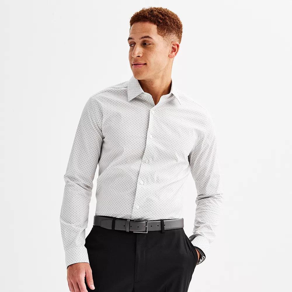 Men's Apt. 9® Premier Flex Extra-Slim Fit Wrinkle Resistant Dress Shirt, Size: Large-32/33, White Dot Geo Product Image