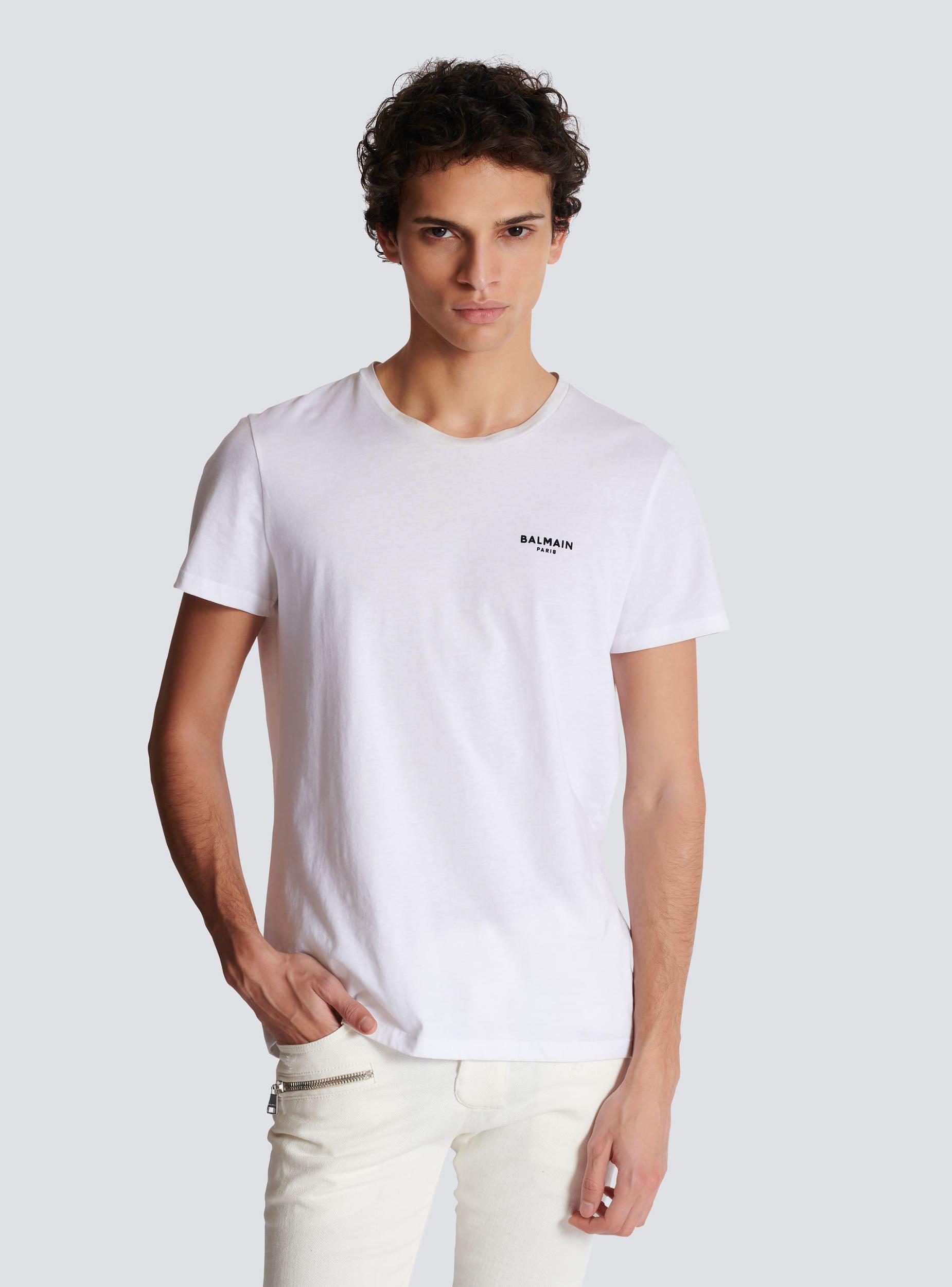 Balmain Paris flocked short-sleeved T-shirt Product Image