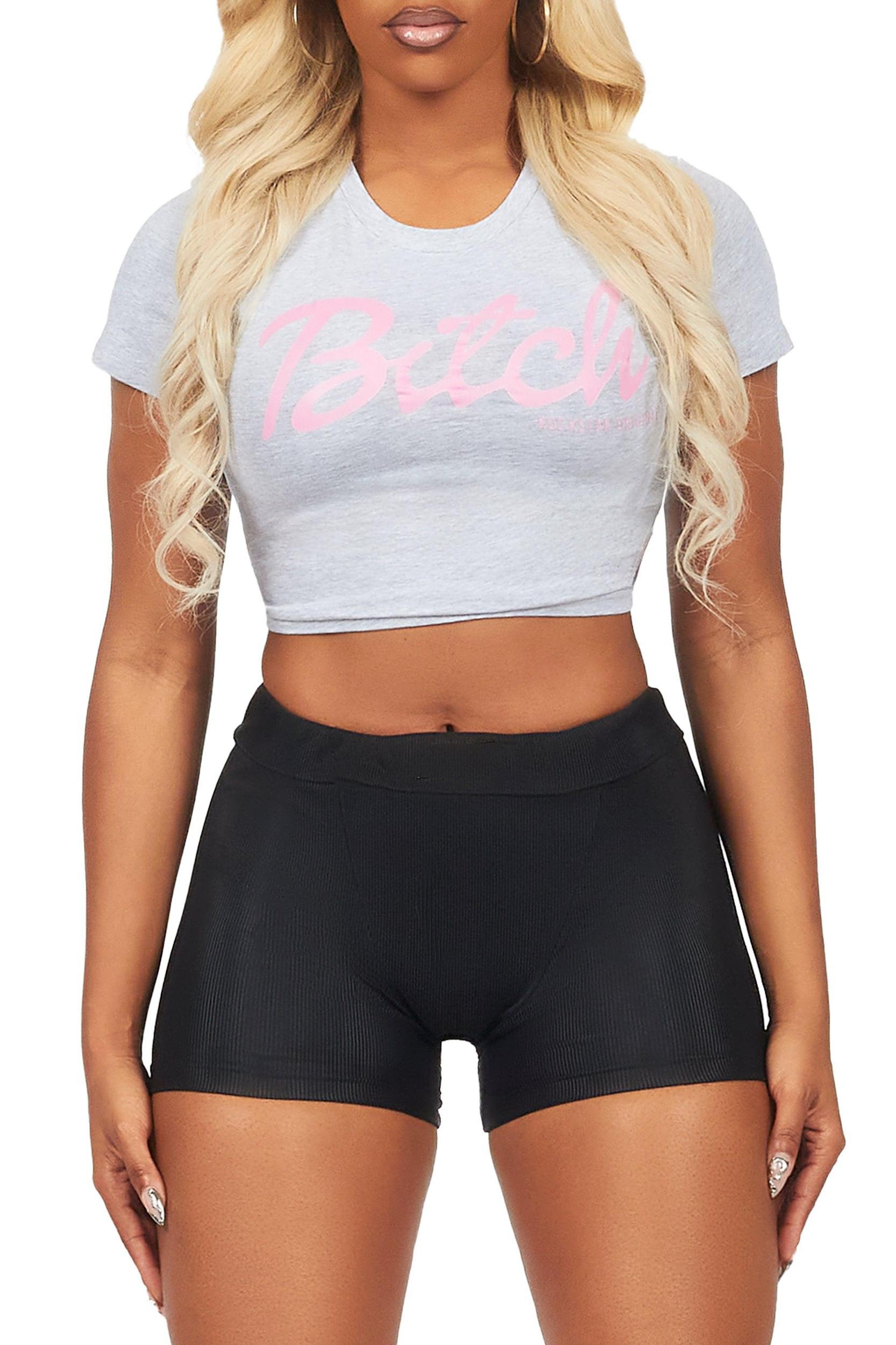 Laressa Heather Grey Crop T-Shirt Female Product Image
