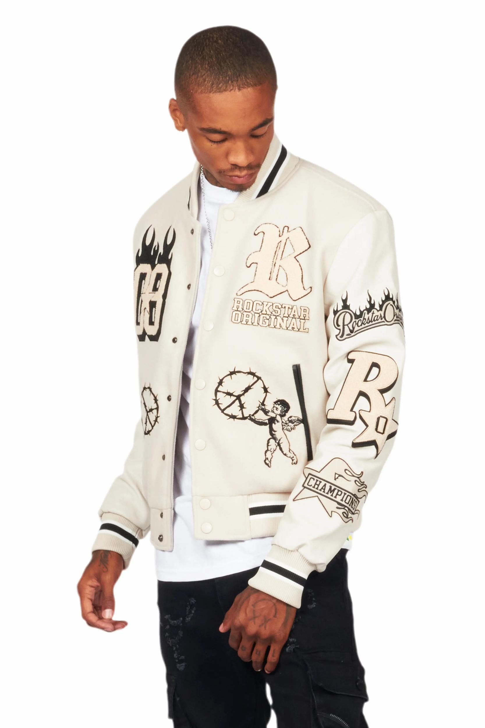 Rune Beige Varsity Jacket Male Product Image