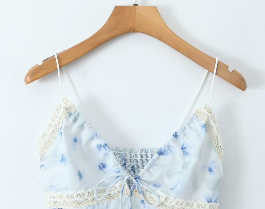 V-Neck Floral Print Crop Cami Top Product Image