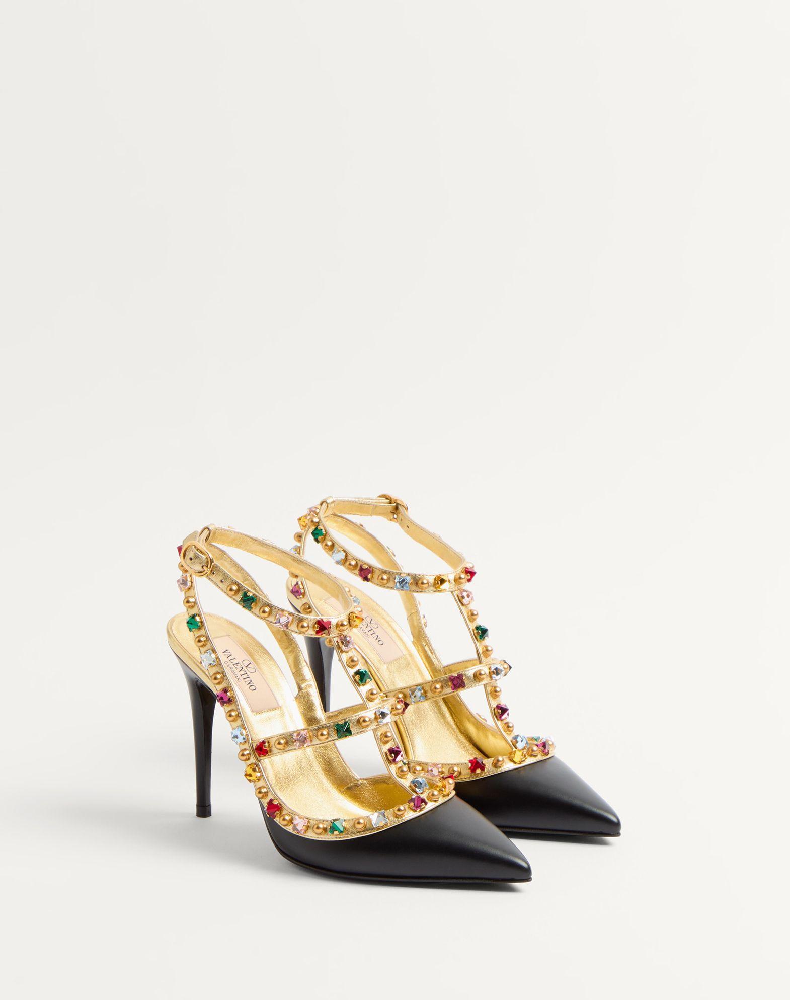 Rockstud Calfskin Pumps With Cabochon And 100Mm Crystals Product Image