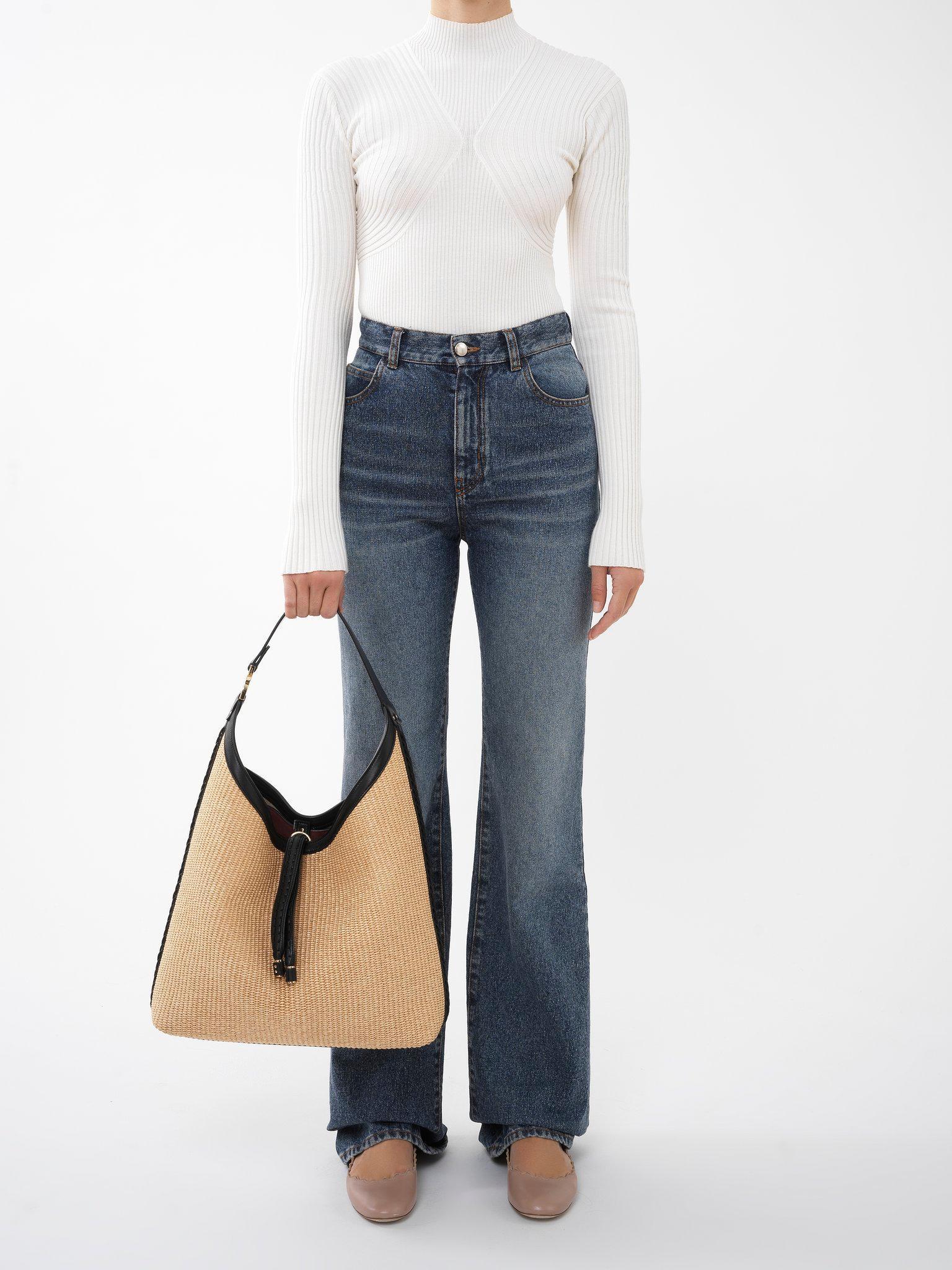 Marcie hobo bag in grained leather Product Image