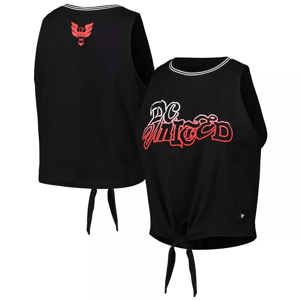 Women's The Wild Collective White D.C. United Twist-Tie Tank Top, Size: Large, Dcu Black Product Image