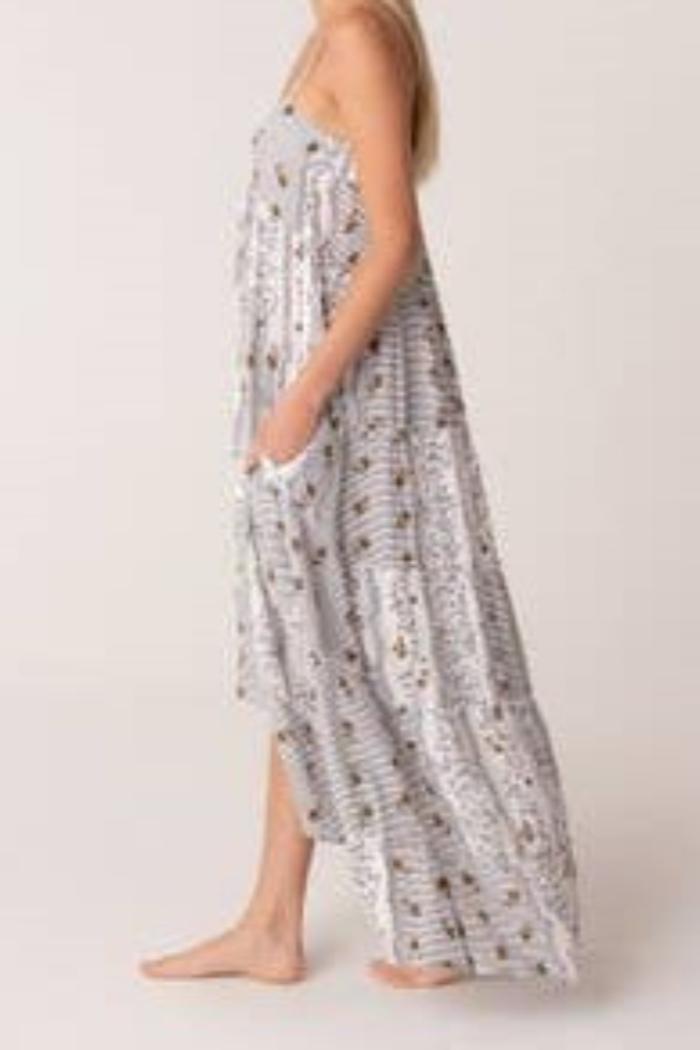 Bohemian Striped Floral High Low Maxi Dress Product Image
