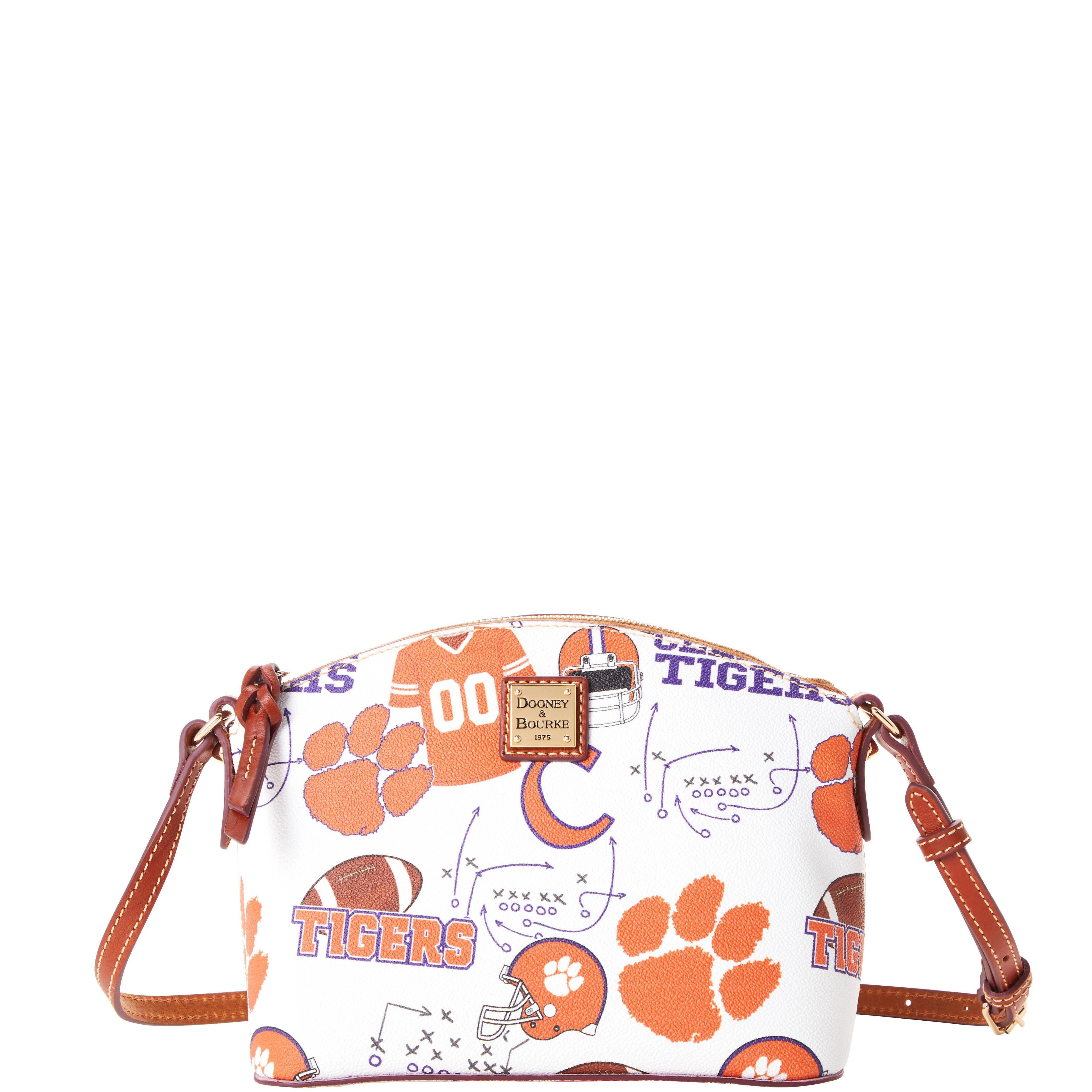 Dooney & Bourke Womens Collegiate Clemson University Suki Crossbody Coated Cotton Shoulder Bag in White Multi Product Image