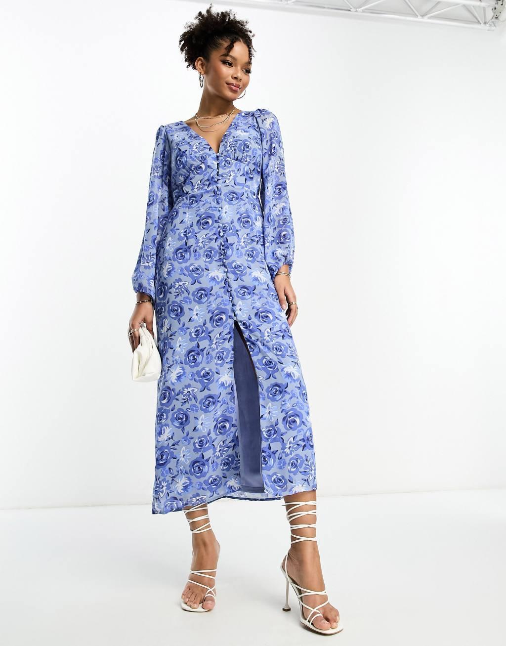 Vila v neck button up maxi dress Product Image