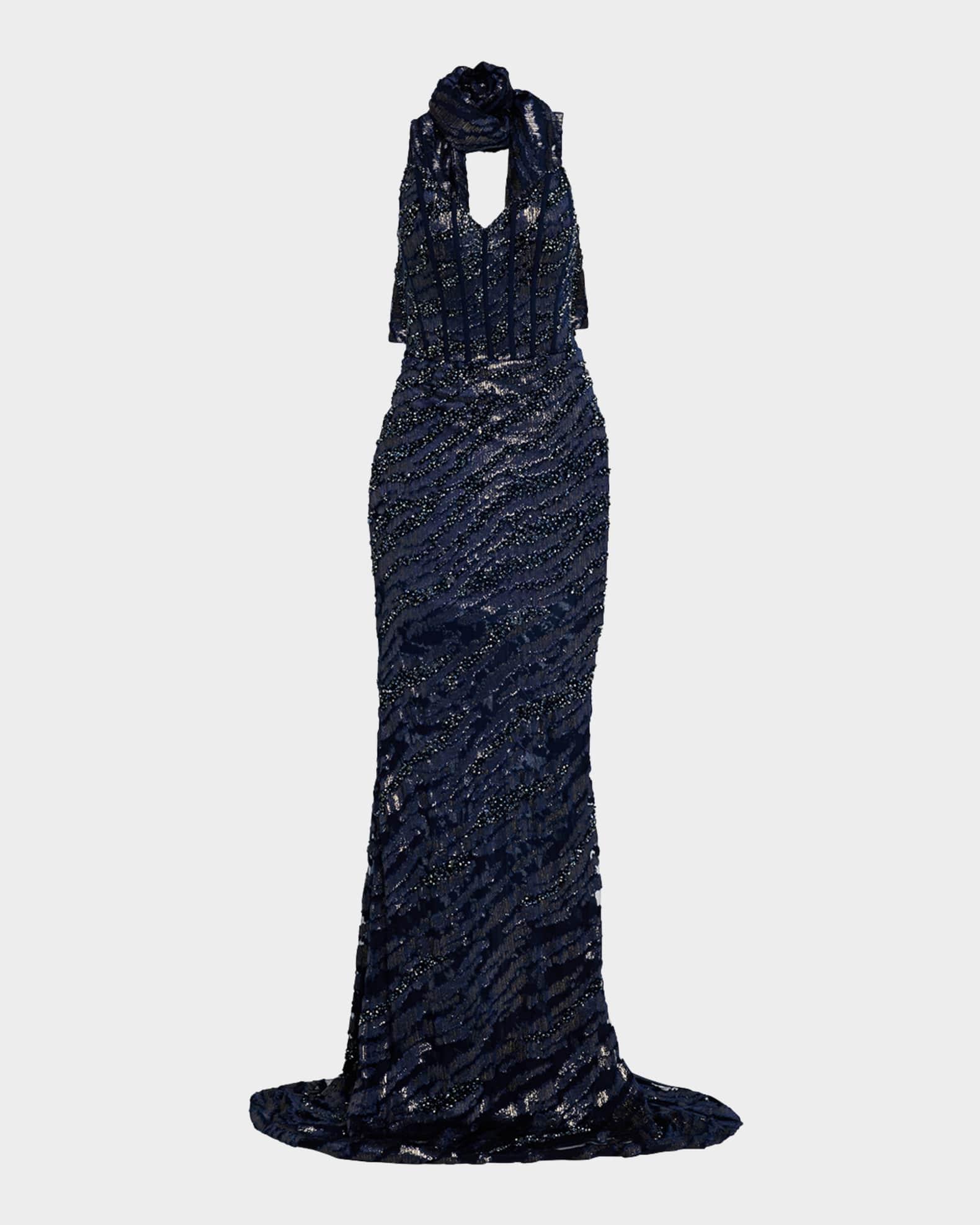 Strapless Beaded Gown with Sash Product Image