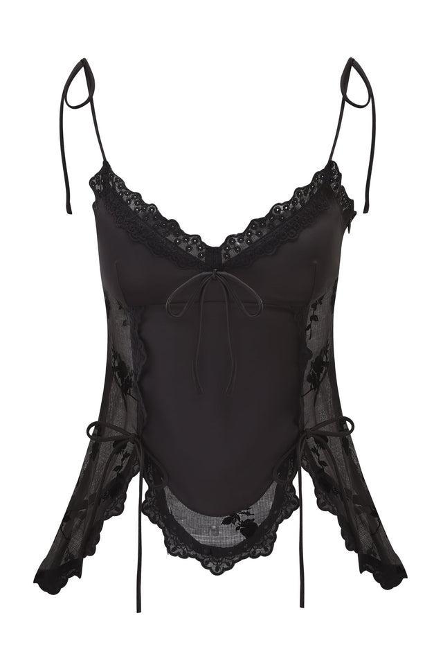 MEADOW WOVEN CAMISOLE TOP - BLACK Product Image