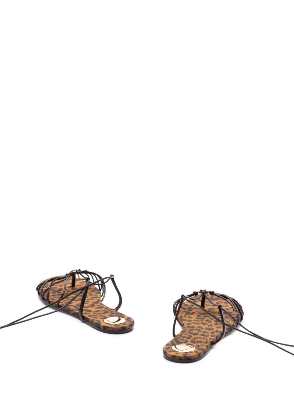 SAINT LAURENT Babylone Smooth Leather Sandals In Brown Product Image