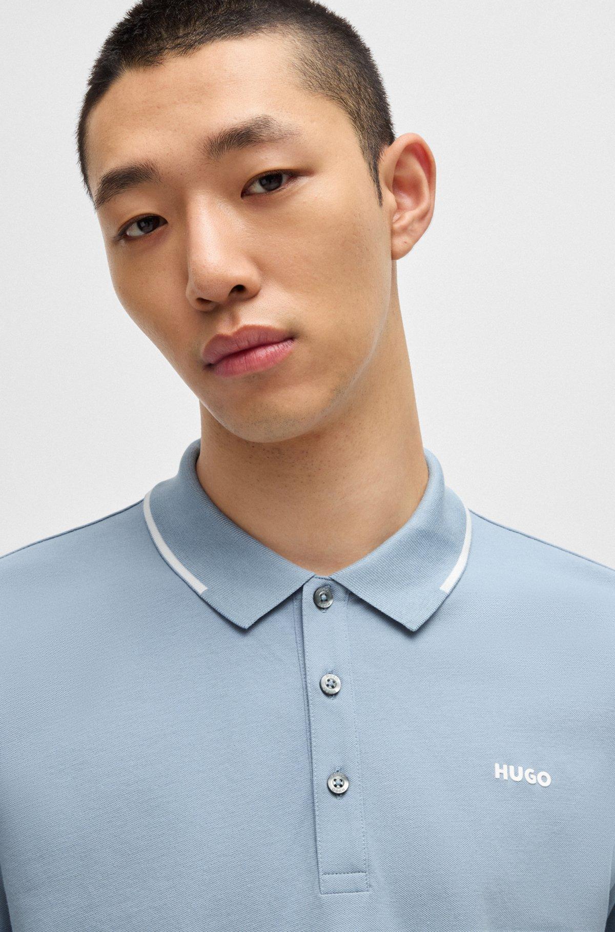 Stretch-cotton slim-fit polo shirt with printed logo Product Image