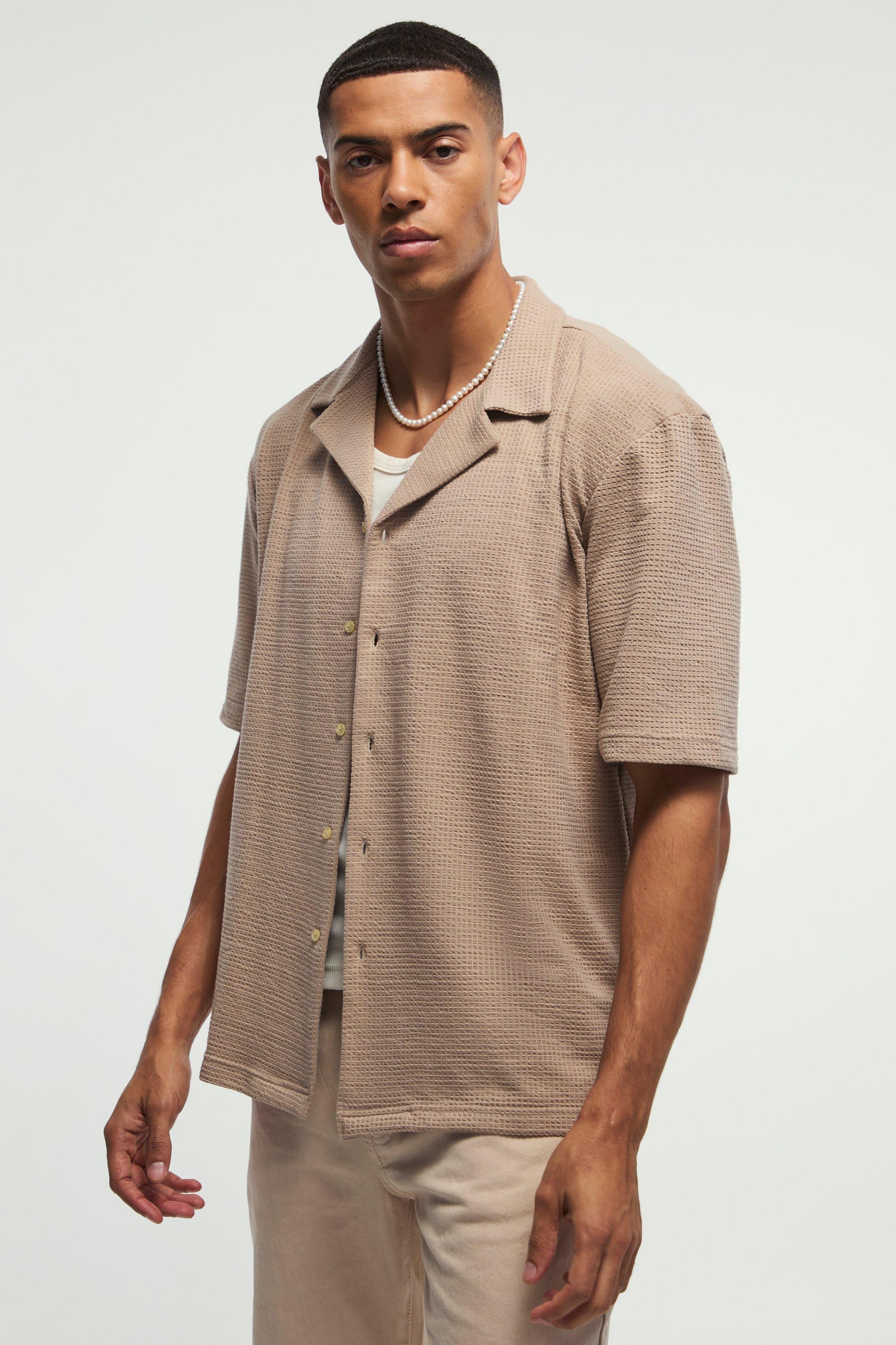 Oversized Waffle Jersey Shirt | boohooMAN USA Product Image