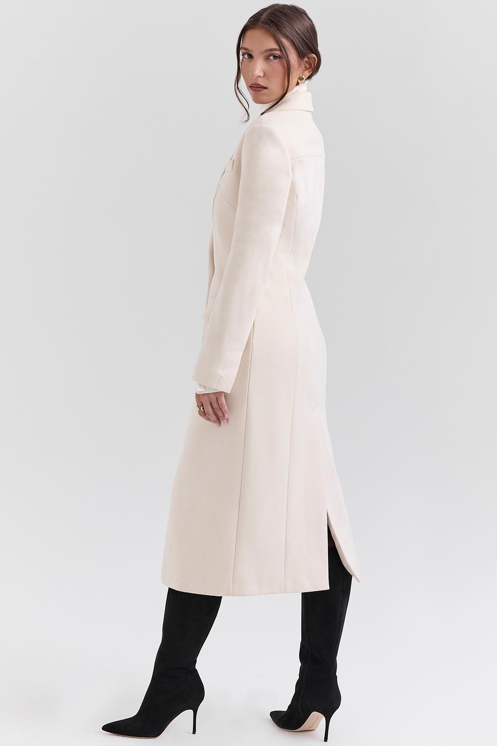 Remi Ivory Single Breasted Long Coat Product Image