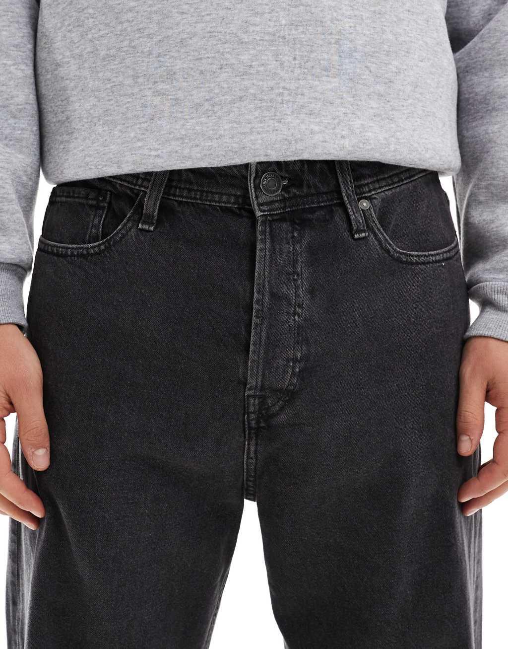 Jack & Jones alex baggy jeans in washed black Product Image