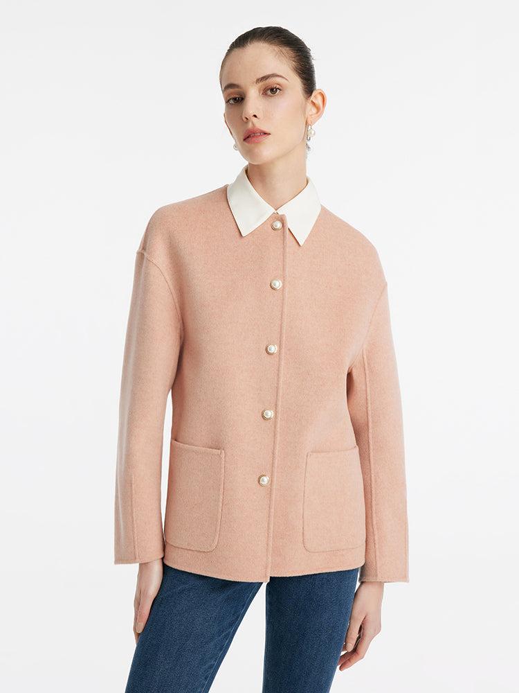 Pure Double-Faced Wool Round Neck Women Jacket Product Image