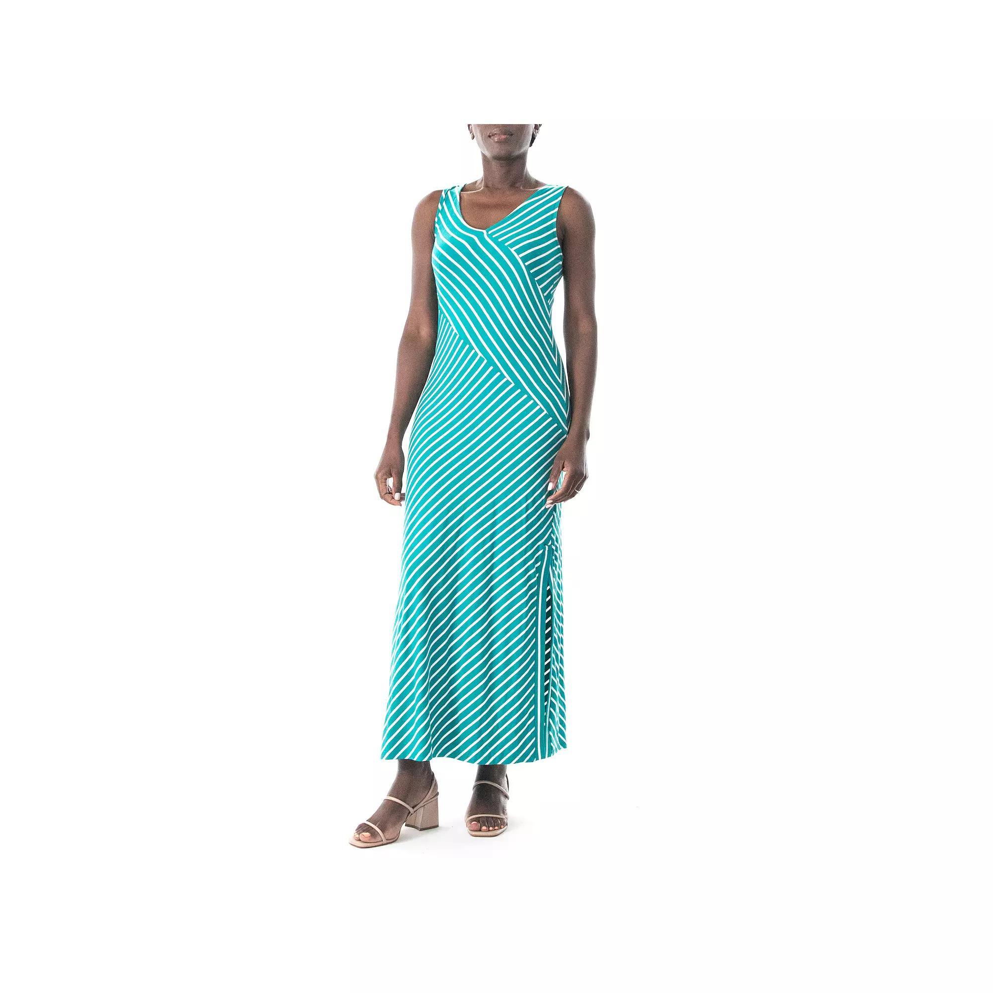 Women's Nina Leonard Striped Maxi Dress, Size: XL, Blue White Product Image