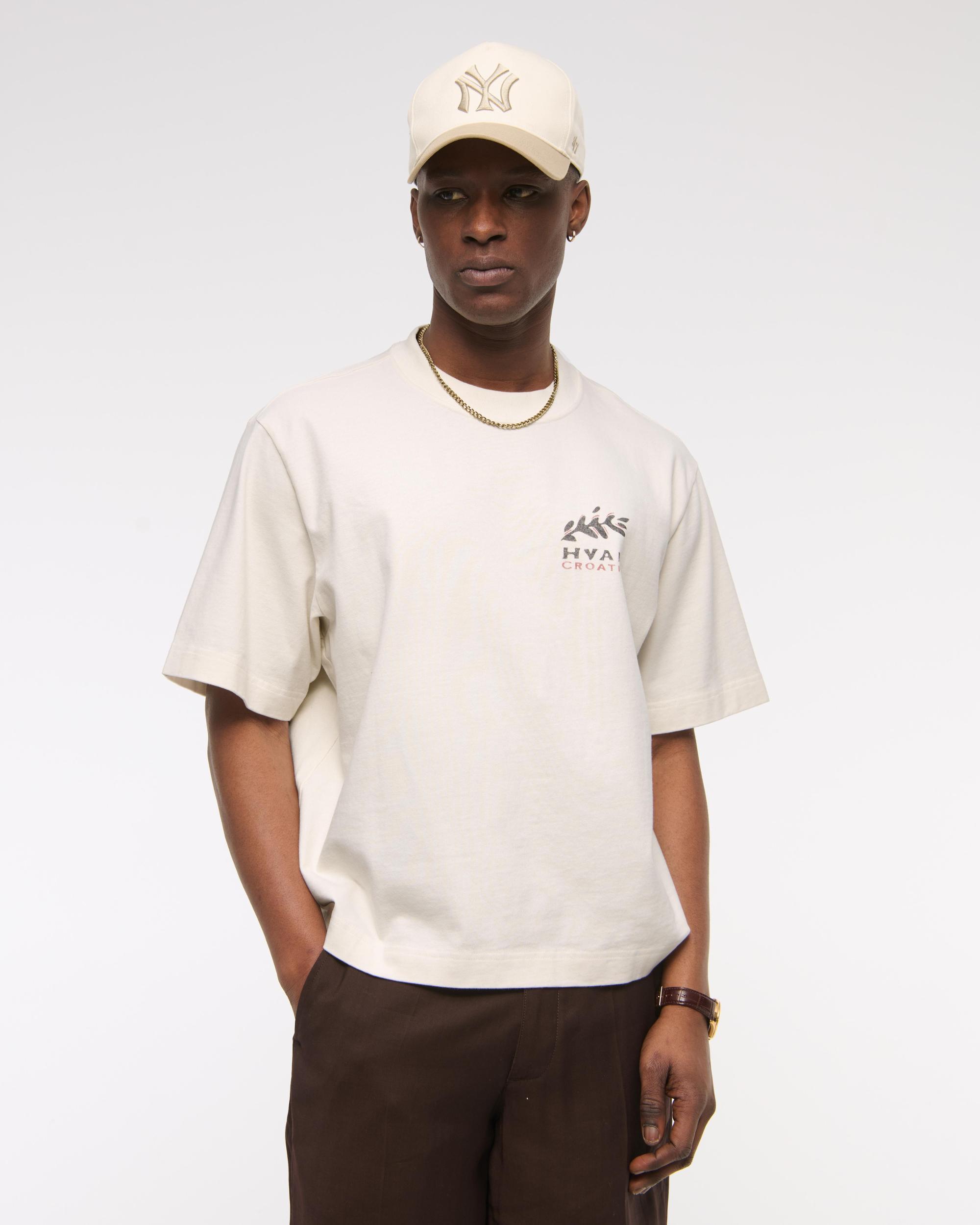 Premium Heavyweight Cropped Beach Club Graphic Tee Product Image