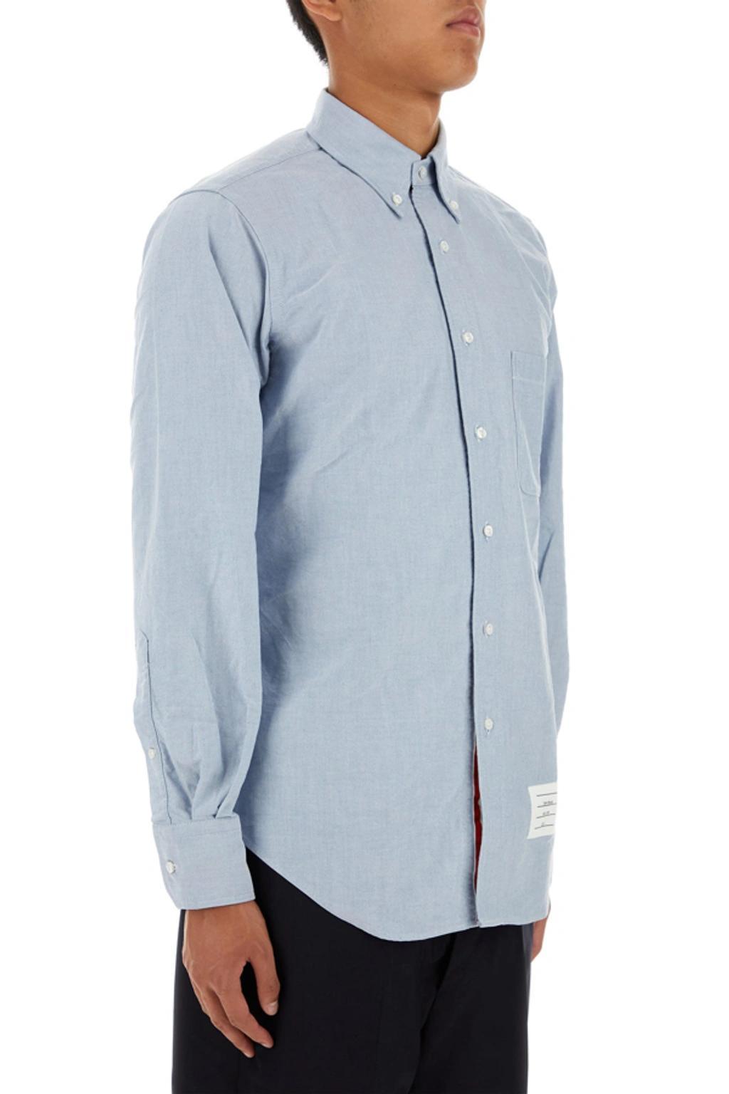 THOM BROWNE Classic Fit Cotton Button-down Shirt In Light Blue Product Image