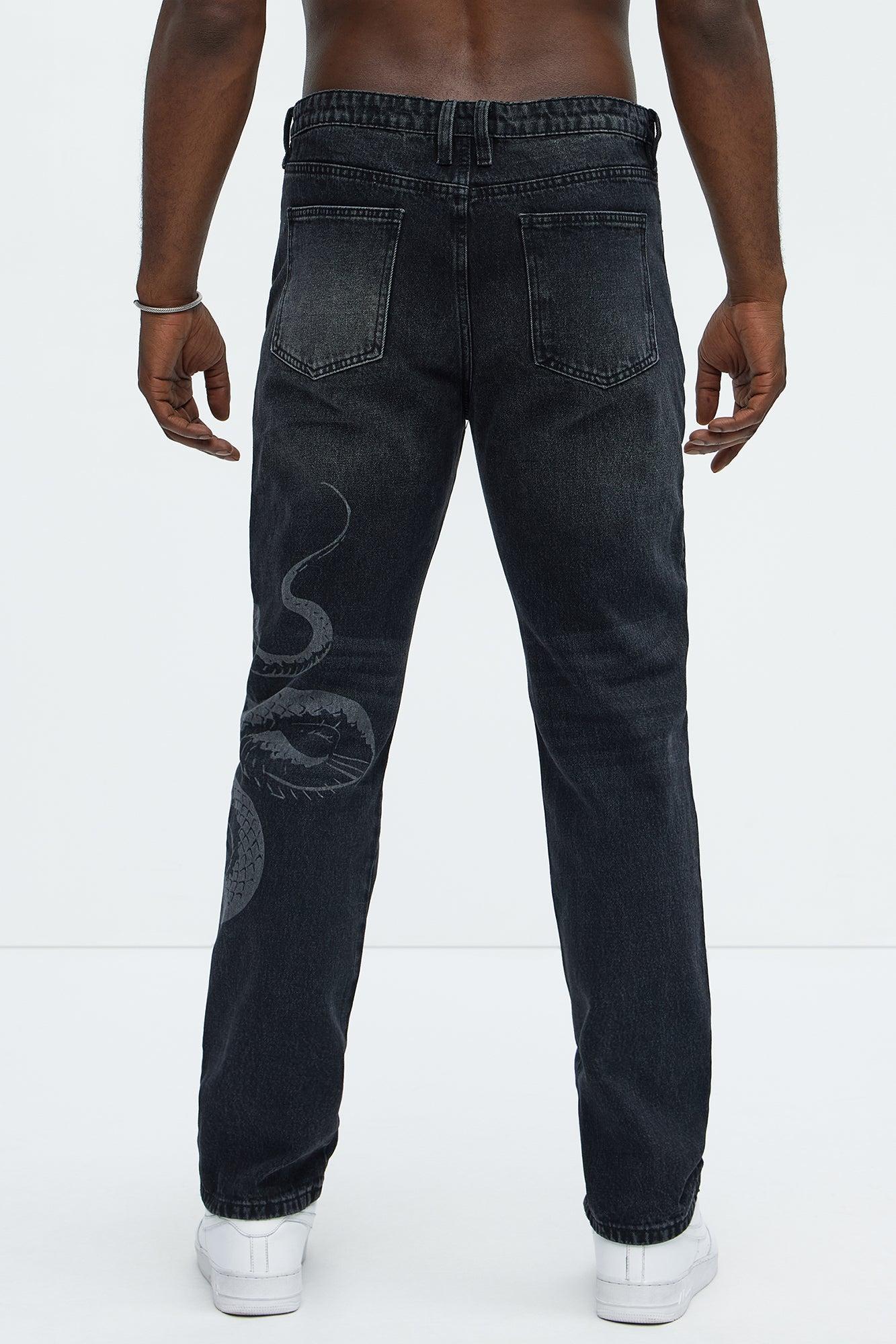 Snake Bleached Slim Jeans - Black Wash Product Image