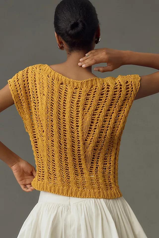 Maeve Asymmetrical Open-Stitch Muscle Sweater Vest Product Image