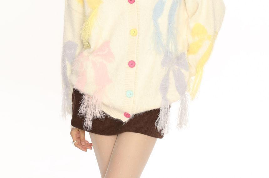V-Neck Bow Detail Overszied Cardigan Product Image