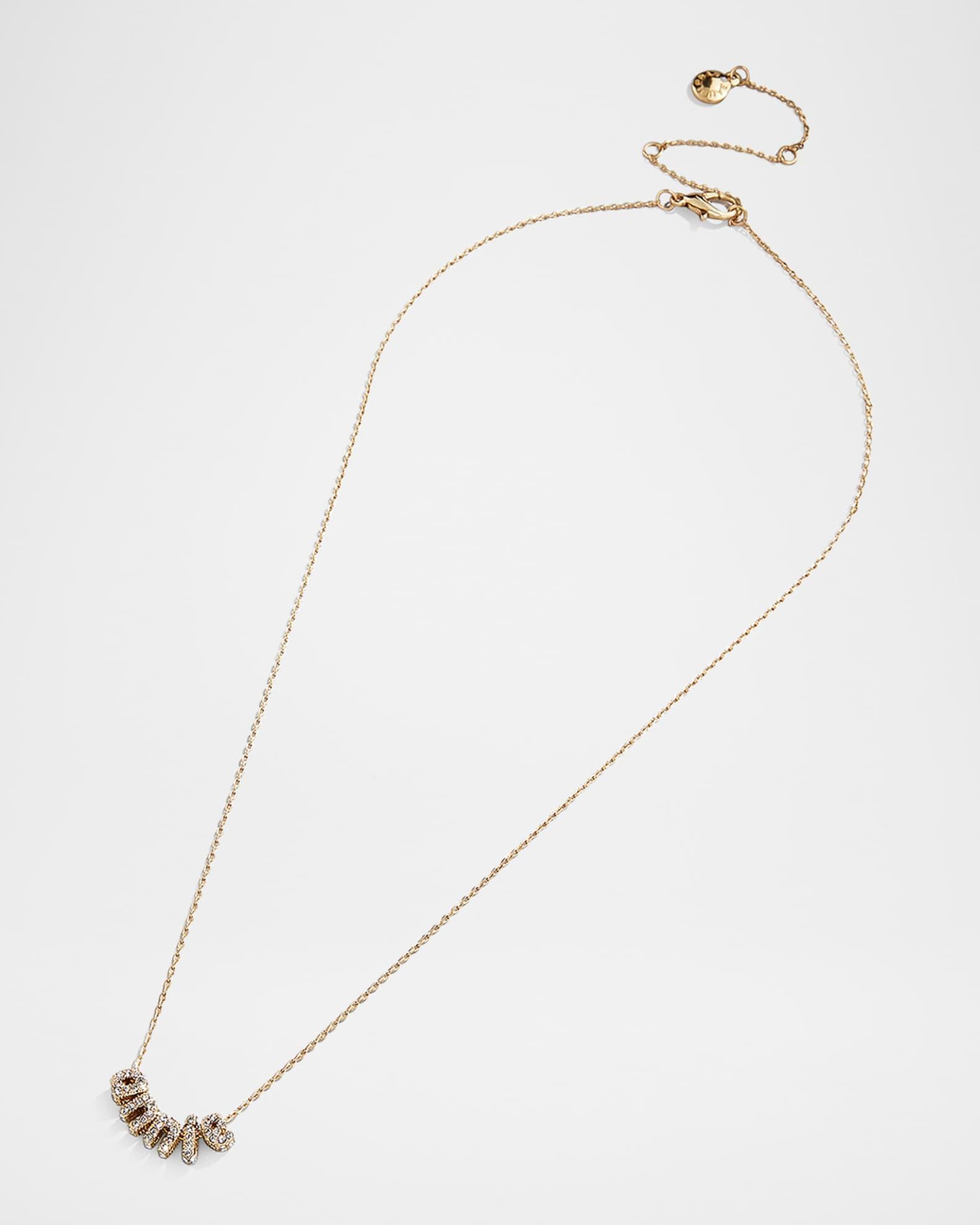Small Gold Pave Custom Bubble Letter Necklace Product Image