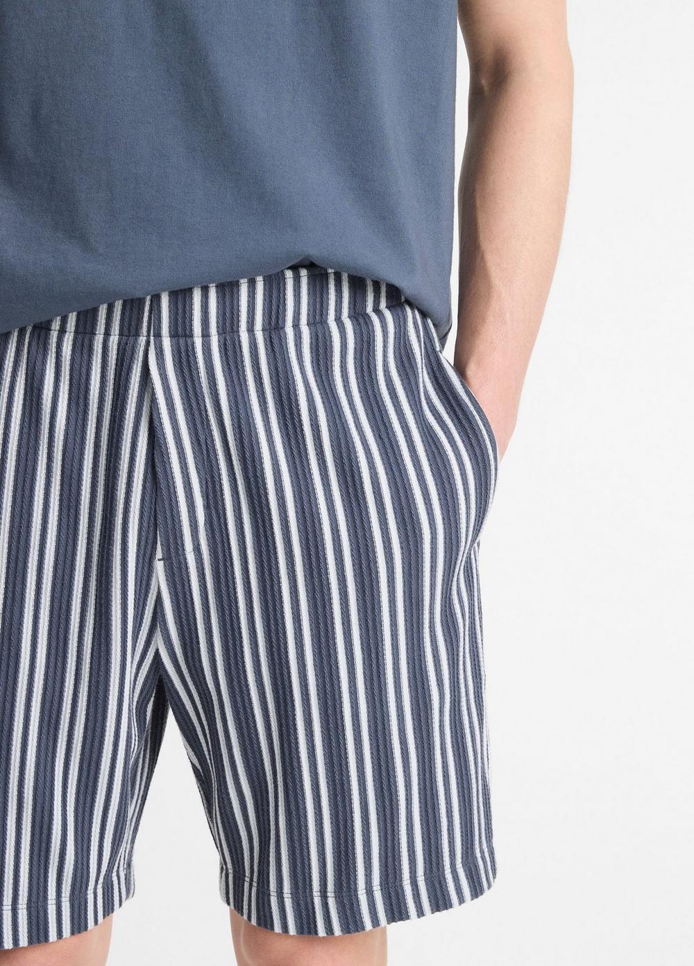 Mens Jacquard-Stripe Cotton-Blend Short, Venice Blue/blue Cloud, Size XXL Vince Product Image