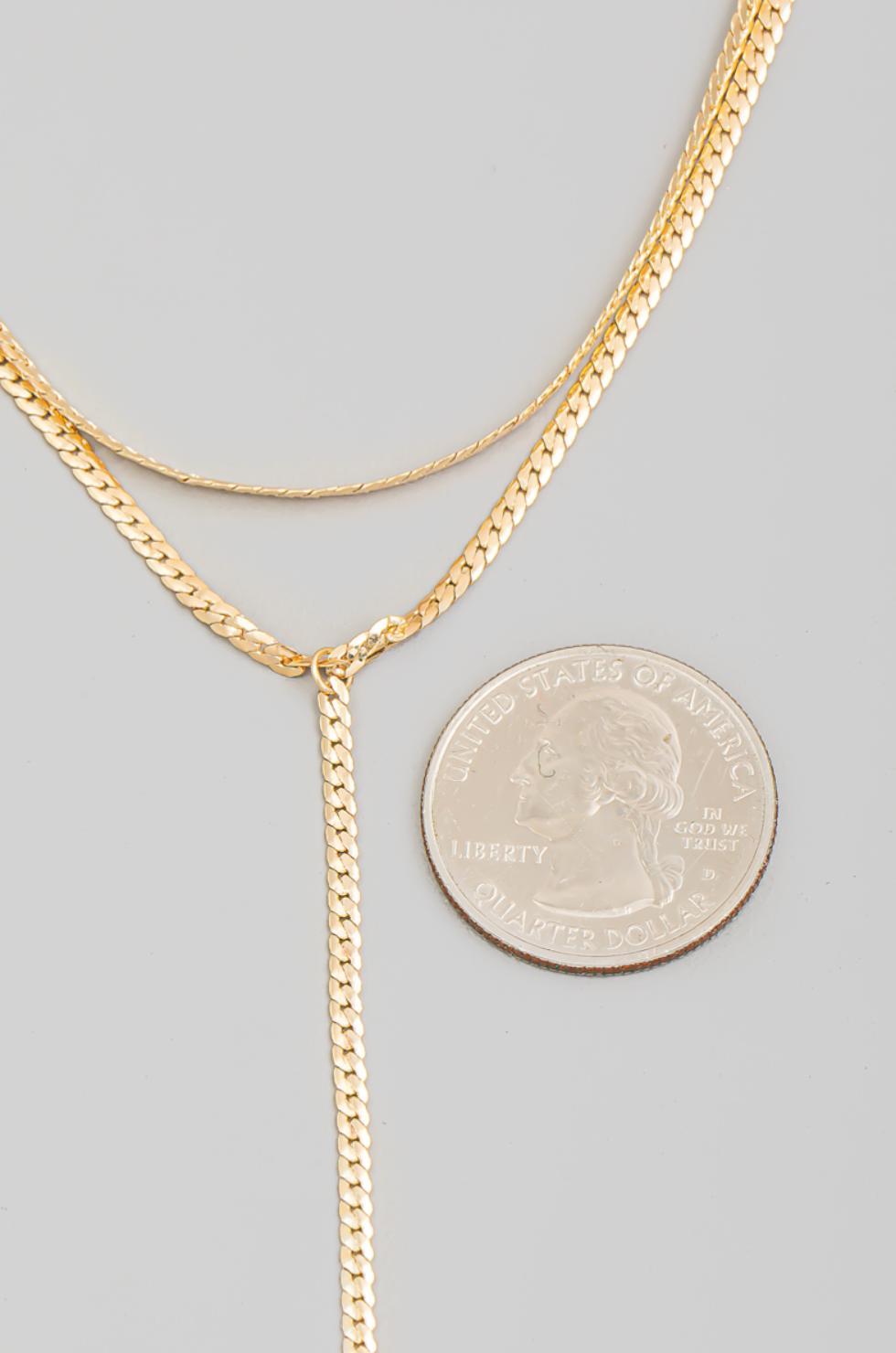 Emily Layered Lariat Chain Necklace Product Image