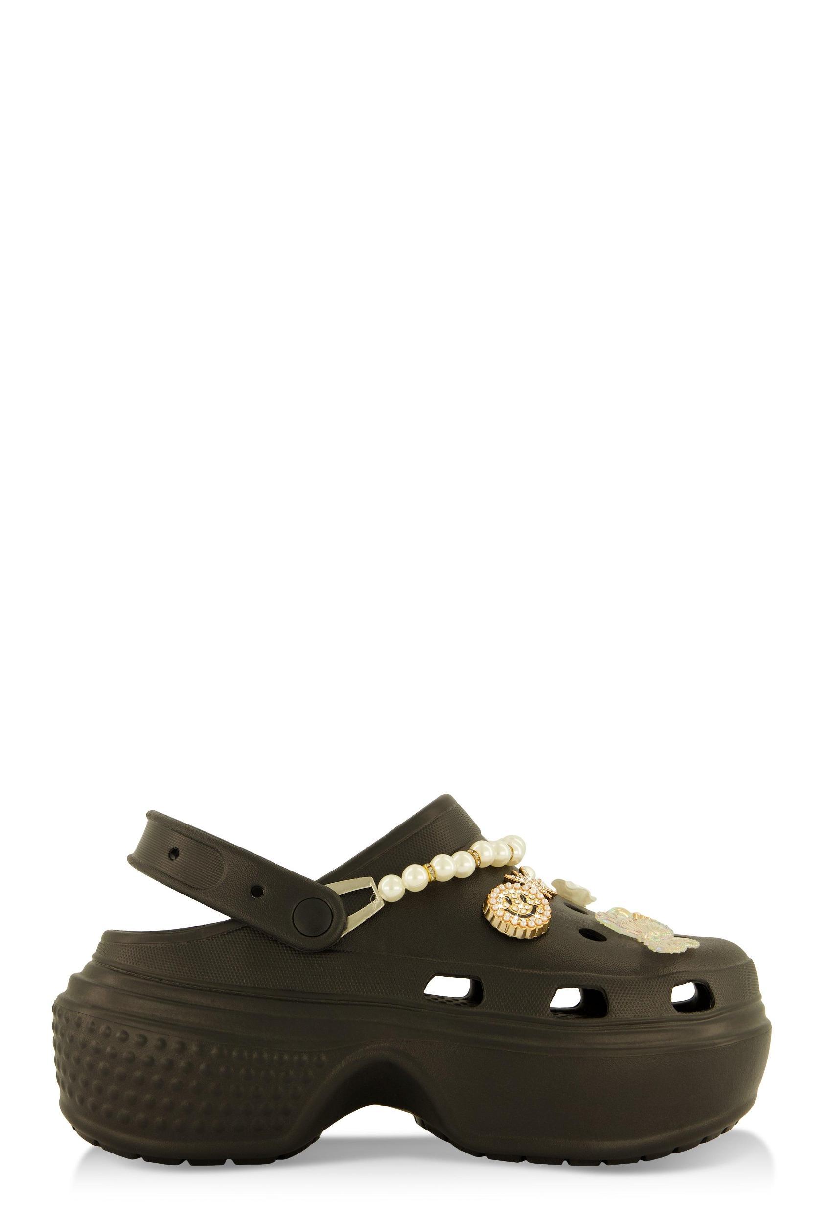 Womens Studded Charm Platform Clogs Product Image