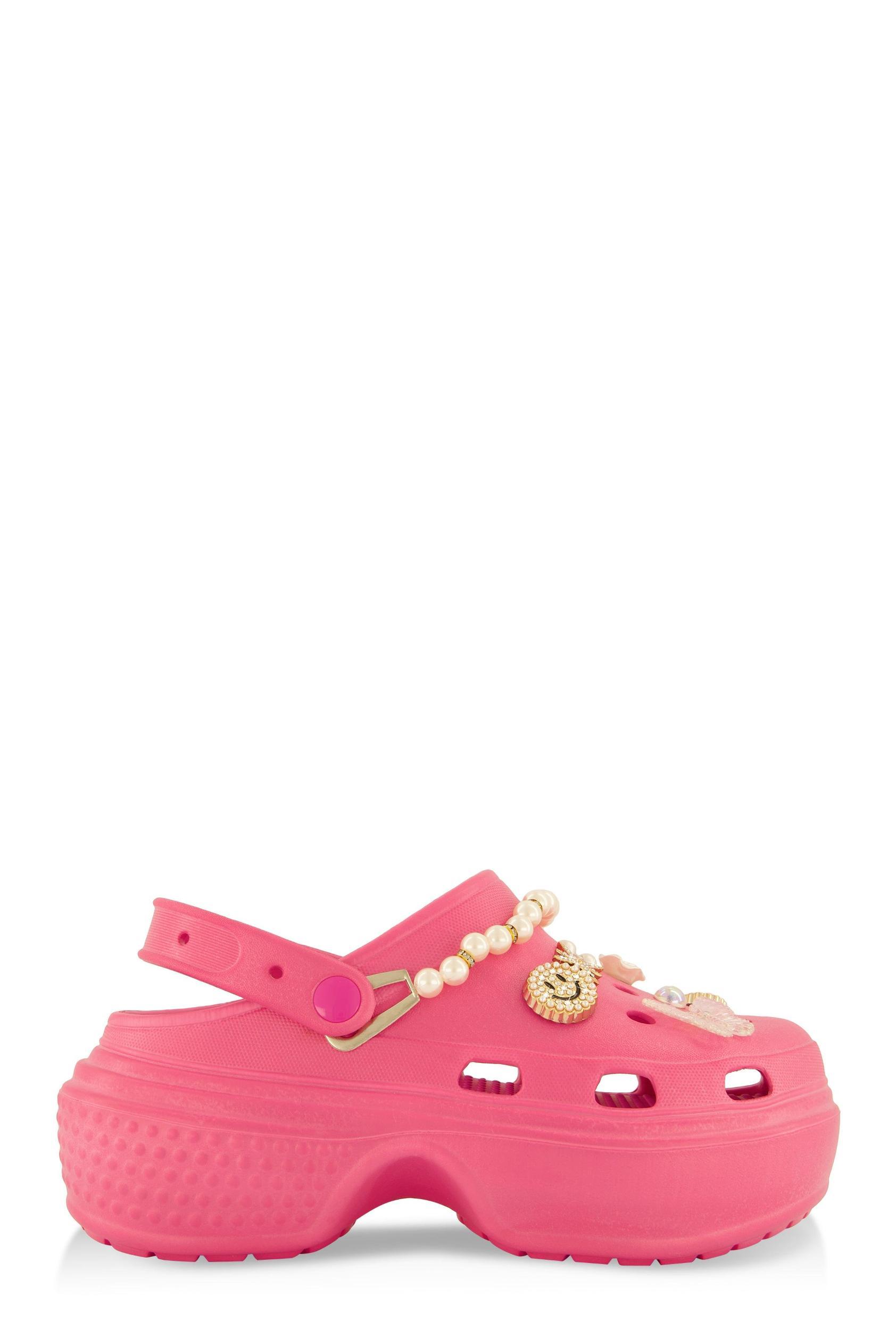 Womens Studded Charm Platform Clogs Product Image